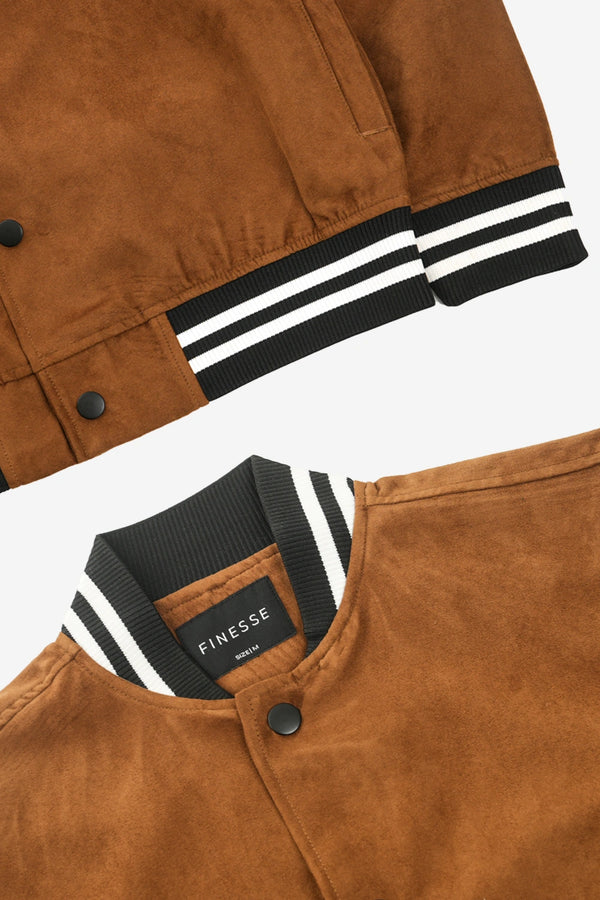 Finesse Suede Leather Bomber Jacket