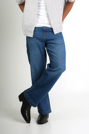 Finesse Low-Rider Flare Denim Pants