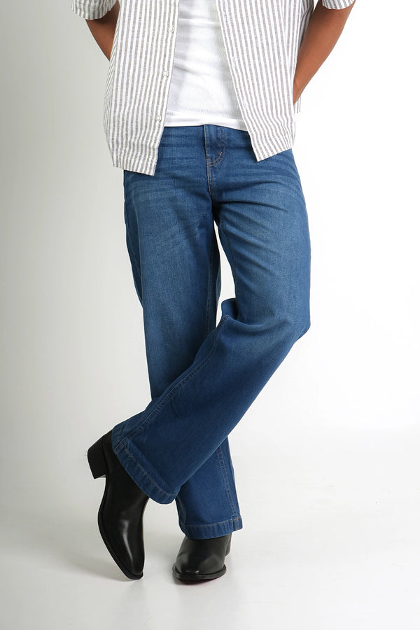 Finesse Low-Rider Flare Denim Pants