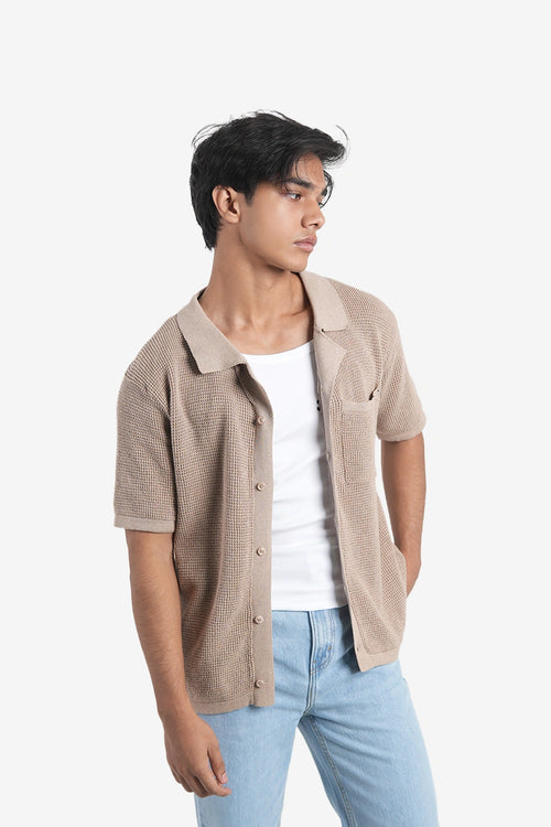 Finesse Knitted Cuban Collar Polo Shirt