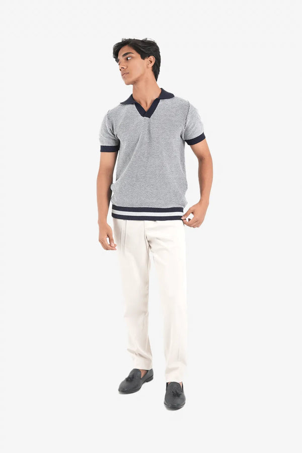 Finesse Half Sleeve Stripe Knitted Polo - Finesse Lifestyle