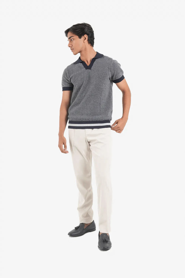 Finesse Half Sleeve Stripe Knitted Polo - Finesse Lifestyle