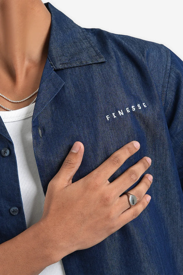Finesse Denim Cuban Collar Shirts