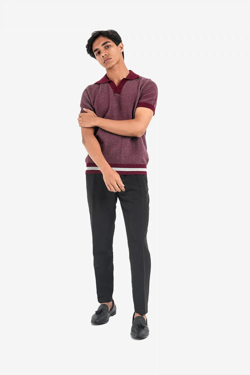 Finesse Half Sleeve Stripe Knitted Polo - Finesse Lifestyle