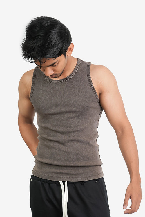 Finesse Distressed Acid wash Fitted Tanktop