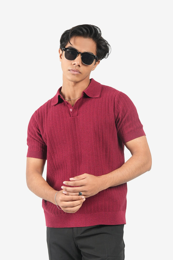 Finesse Threadline Knitted Button Polo - Finesse Lifestyle