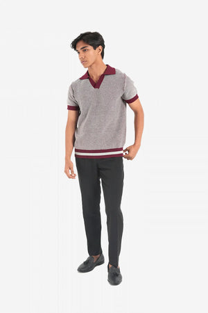 Finesse Half Sleeve Stripe Knitted Polo - Finesse Lifestyle