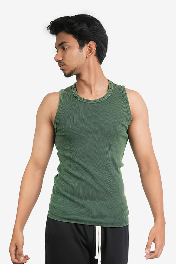 Finesse Distressed Acid wash Fitted Tanktop