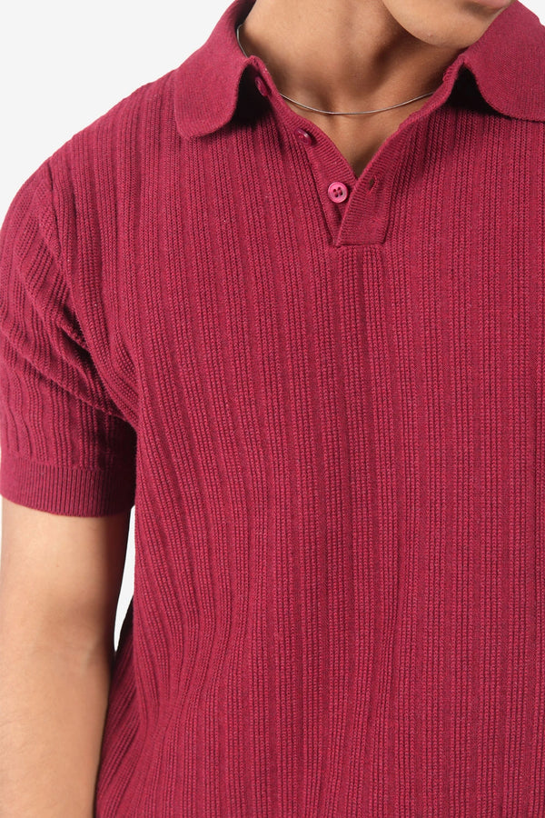 Finesse Threadline Knitted Button Polo - Finesse Lifestyle