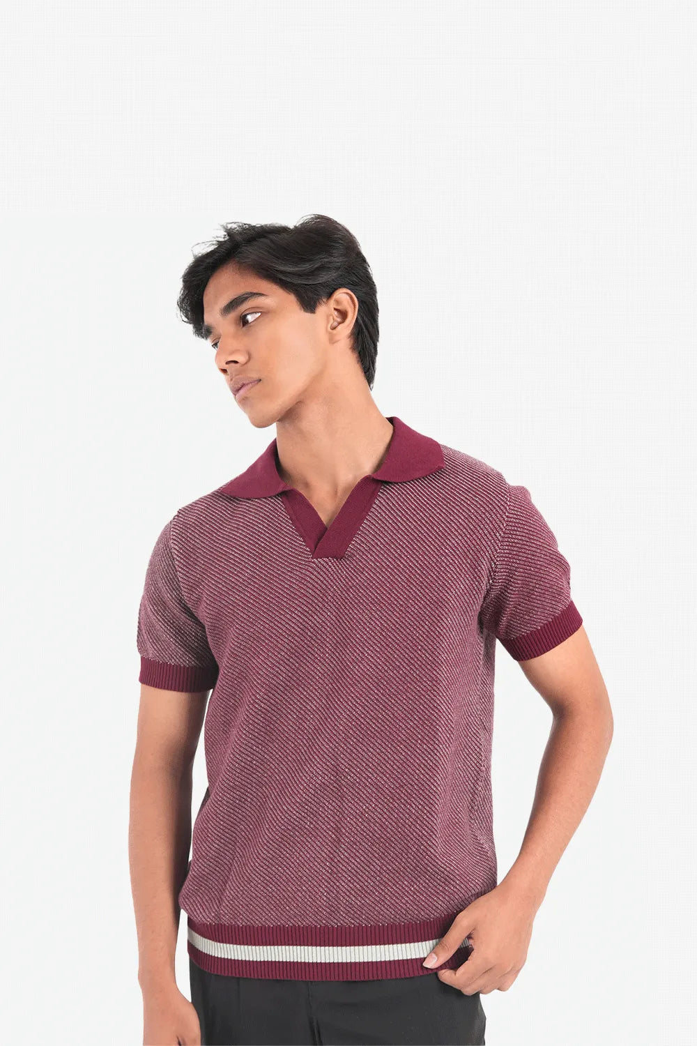 Finesse Half Sleeve Stripe Knitted Polo - Finesse Lifestyle