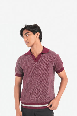 Finesse Half Sleeve Stripe Knitted Polo - Finesse Lifestyle