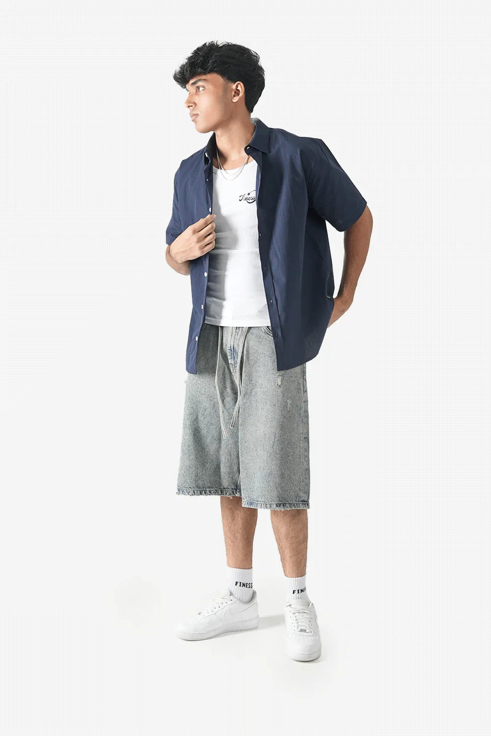Finesse Relaxed-fit Denim Jorts - Finesse Lifestyle