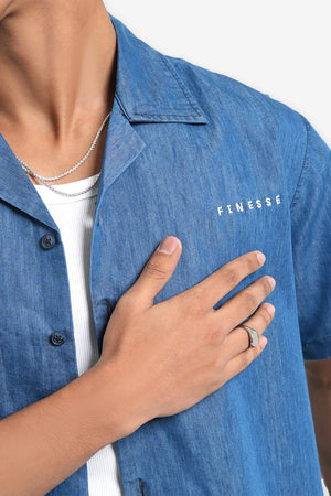 Finesse Denim Cuban Collar Shirts
