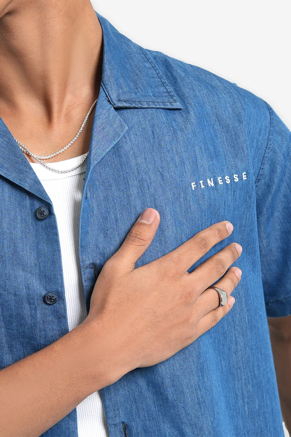 Finesse Denim Cuban Collar Shirts