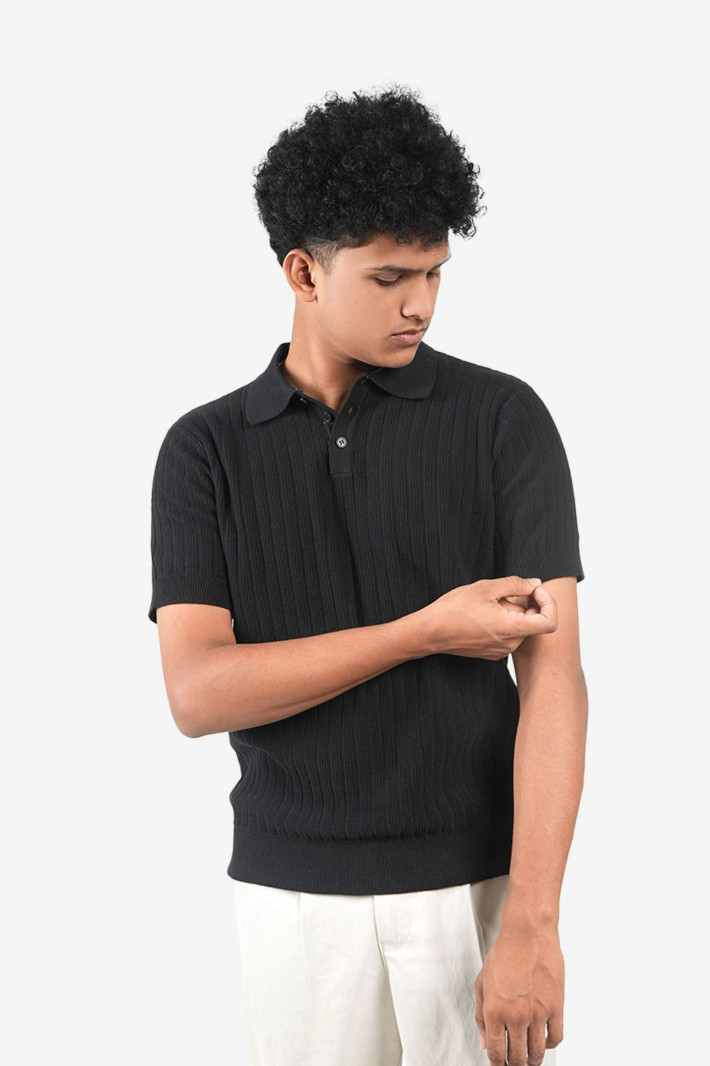 Finesse Threadline Knitted Button Polo - Finesse Lifestyle