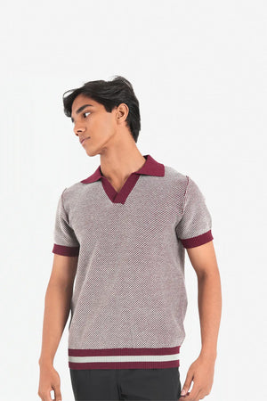 Finesse Half Sleeve Stripe Knitted Polo - Finesse Lifestyle