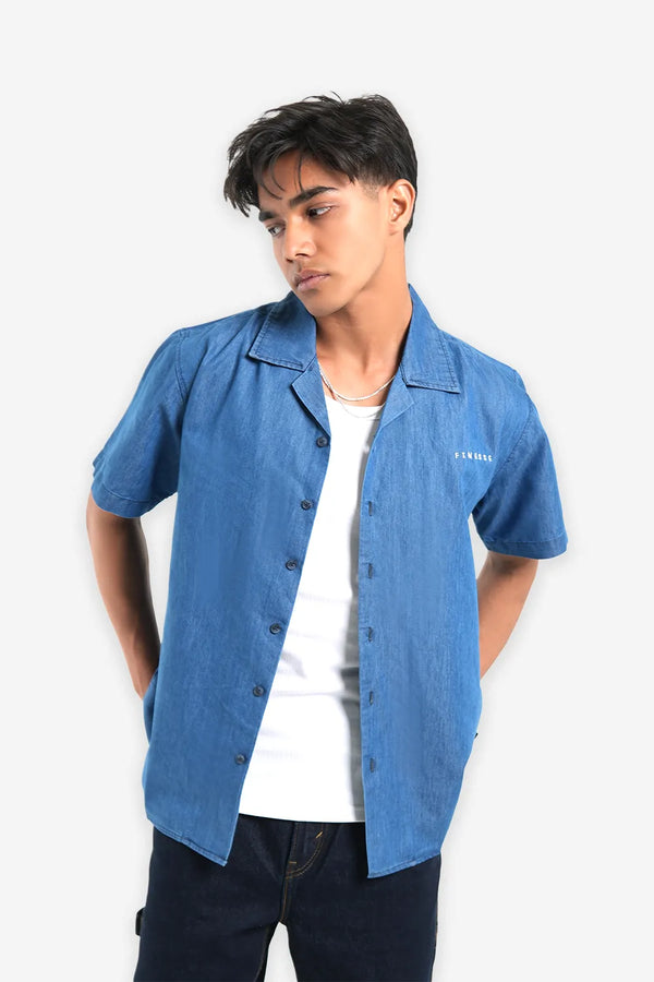 Finesse Denim Cuban Collar Shirts