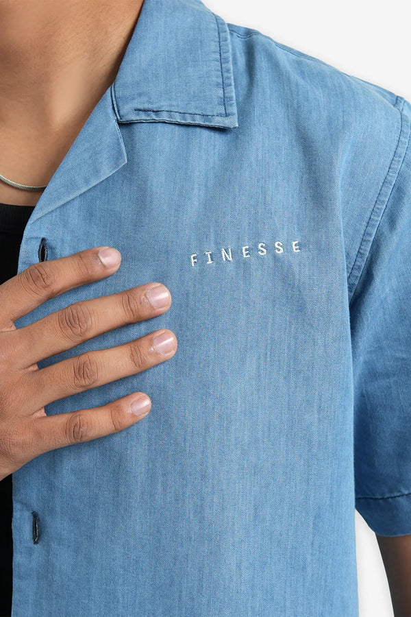 Finesse Denim Cuban Collar Shirts